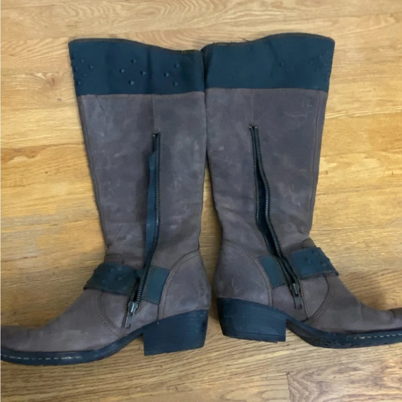 Born Womens Brown Leather Zip Knee High Tall Boots Size 8/39 - Picture 6 of 12